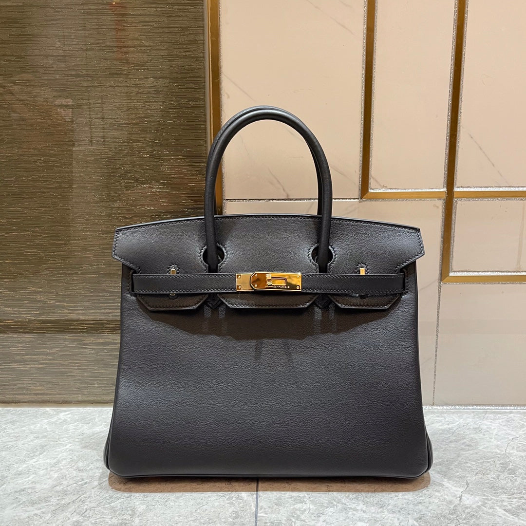 Hermes Birkin 30cm Black Swift Leather Gold Hardware Bag
