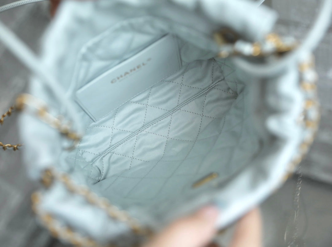 Chanel 22 Antiba Hobo Bag Light Blue 20cm