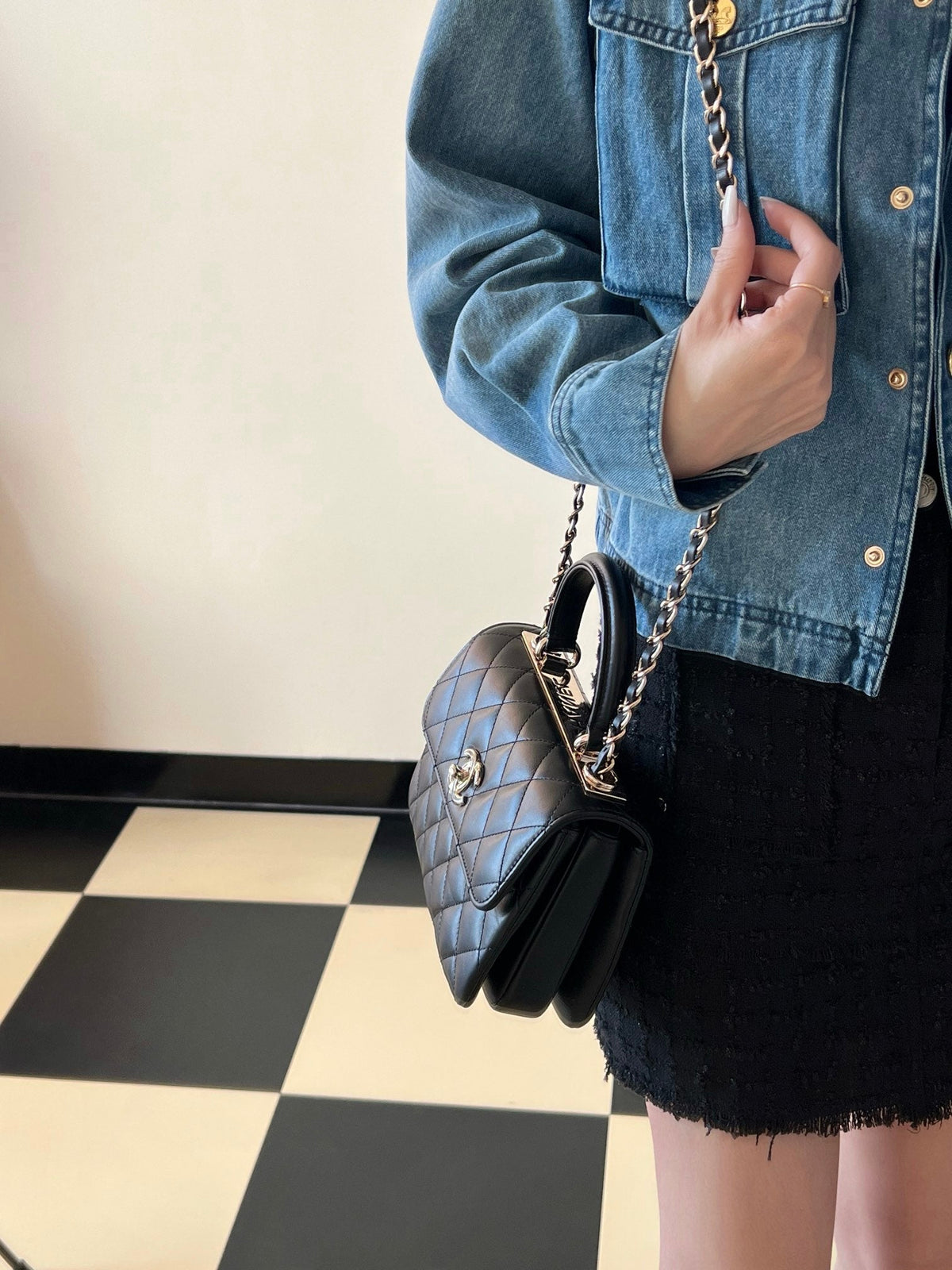 Chanel Trendy 20cm Black Lambskin Gold Hardware Bag
