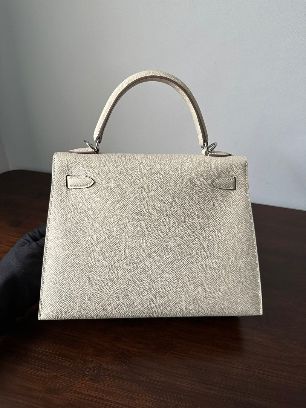 Hermes Kelly 25cm White Epsom Silver Hardware Bag