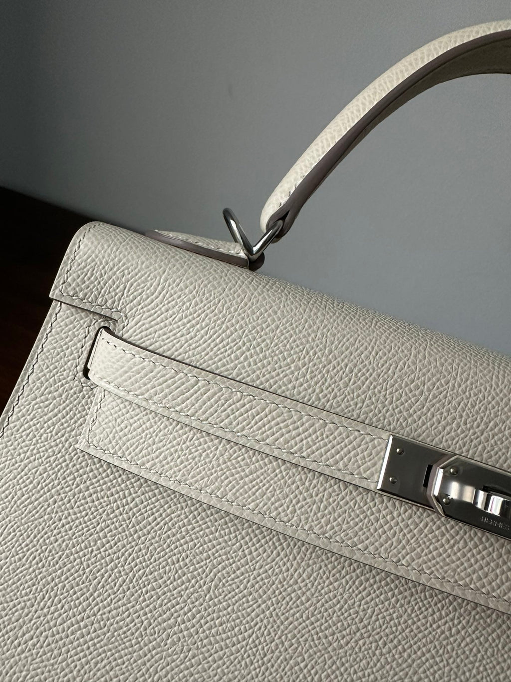 Hermes Kelly 25cm White Epsom Silver Hardware Bag
