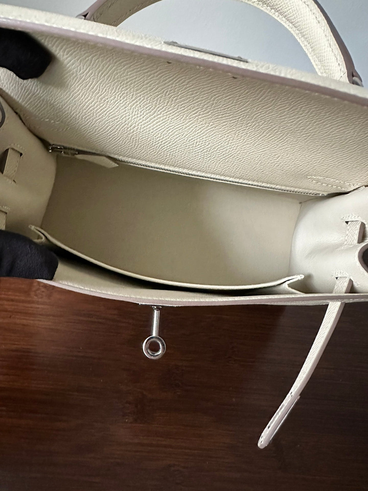 Hermes Kelly 25cm White Epsom Silver Hardware Bag