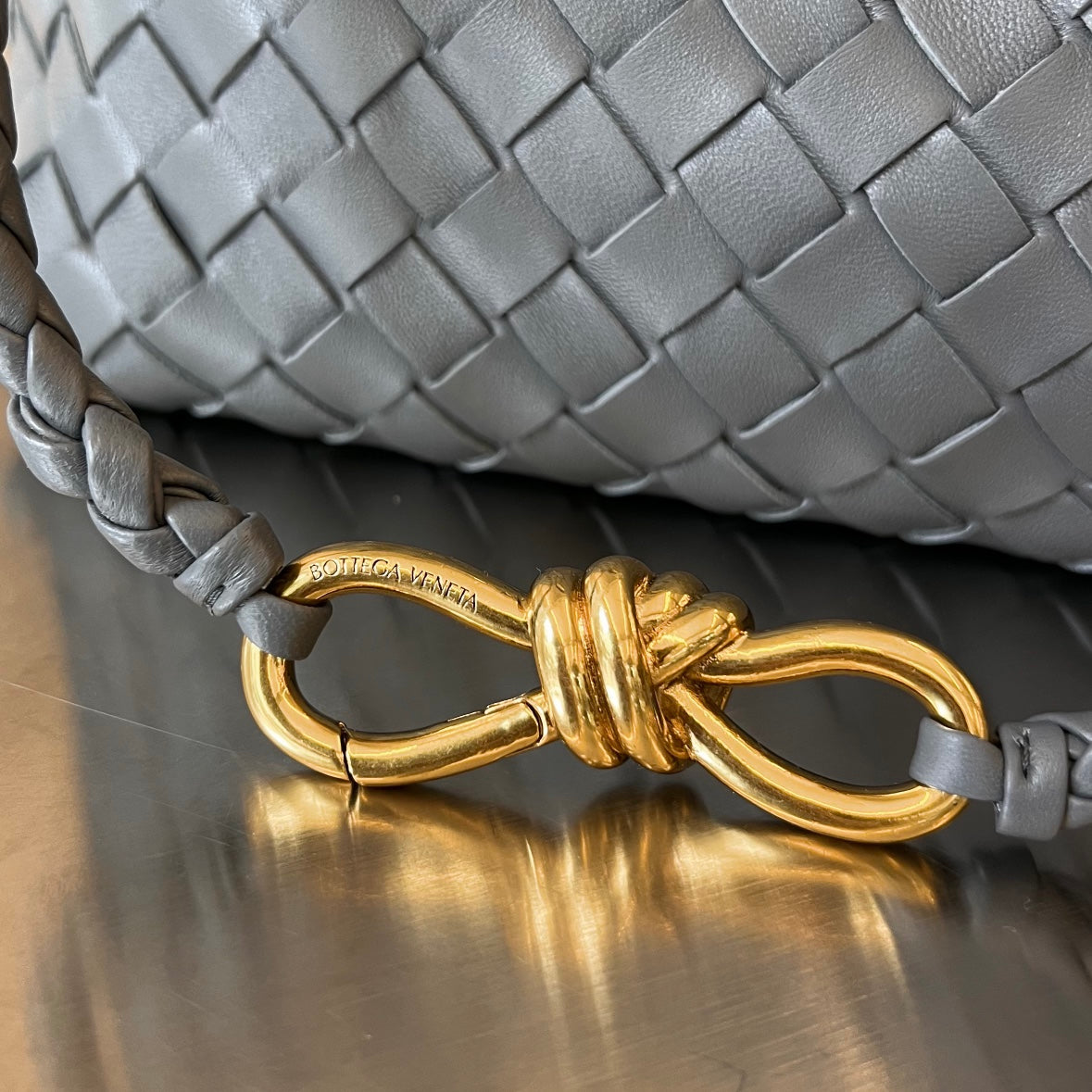 Bottega Veneta Small Andiamo 25cm Dark Grey Lambskin Bag