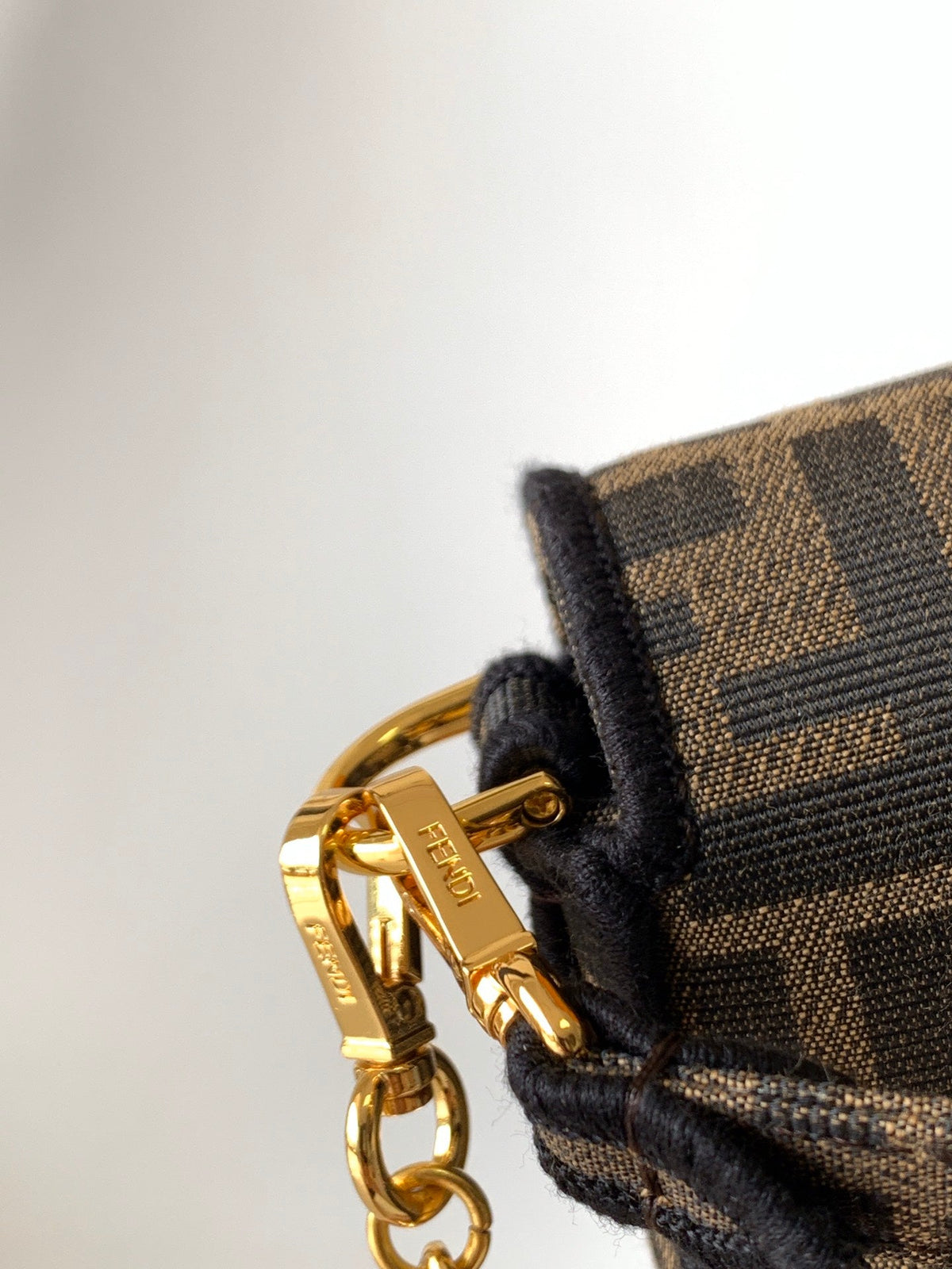 Fend Baguette 20 Brown Ff Jacquard Fabric Bag Ghw