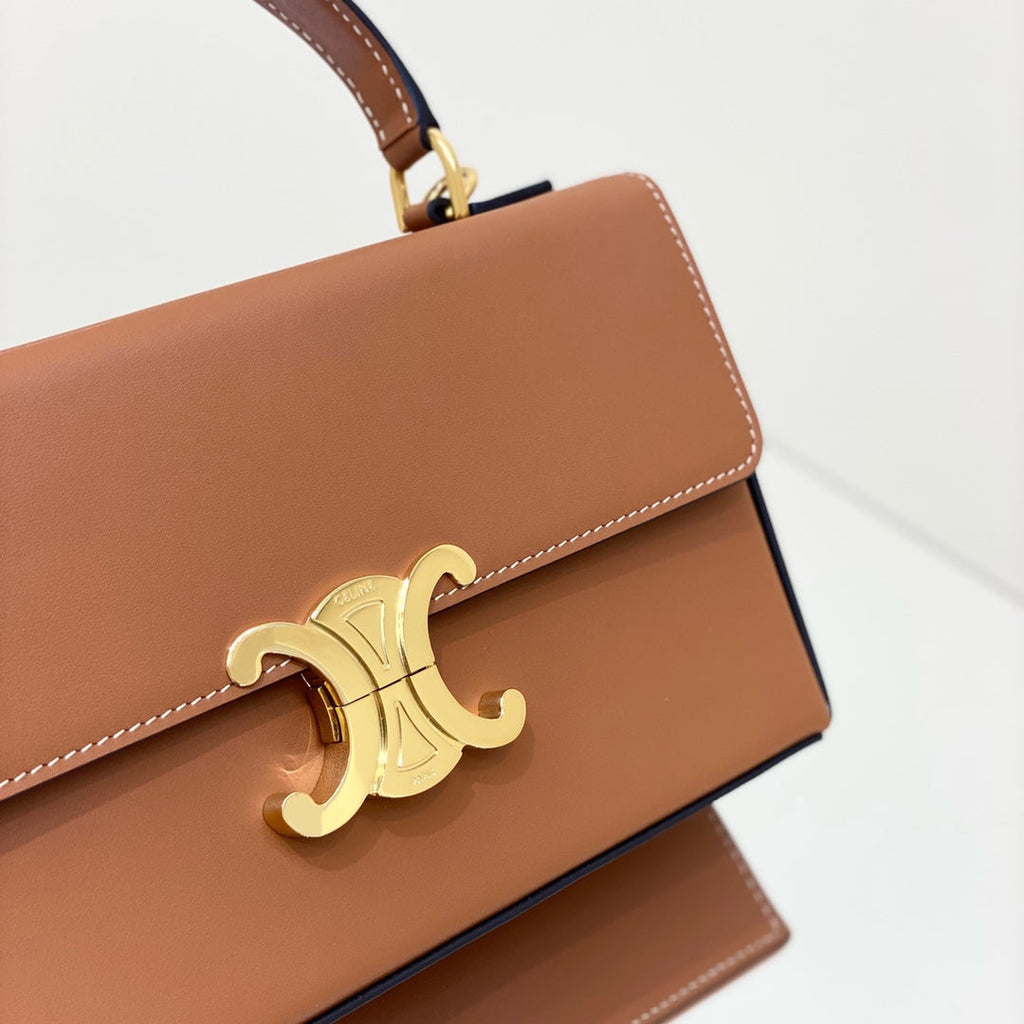 Celine Box Triomphe 22 Tan Natural Calfskin Bag