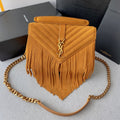 Saint Laurent College Tassel 24 in Orange Peel Suede Gold Hardware Bag