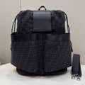 Fendi Strike Large 46 Ff Black Jacquard Fabric Backpack