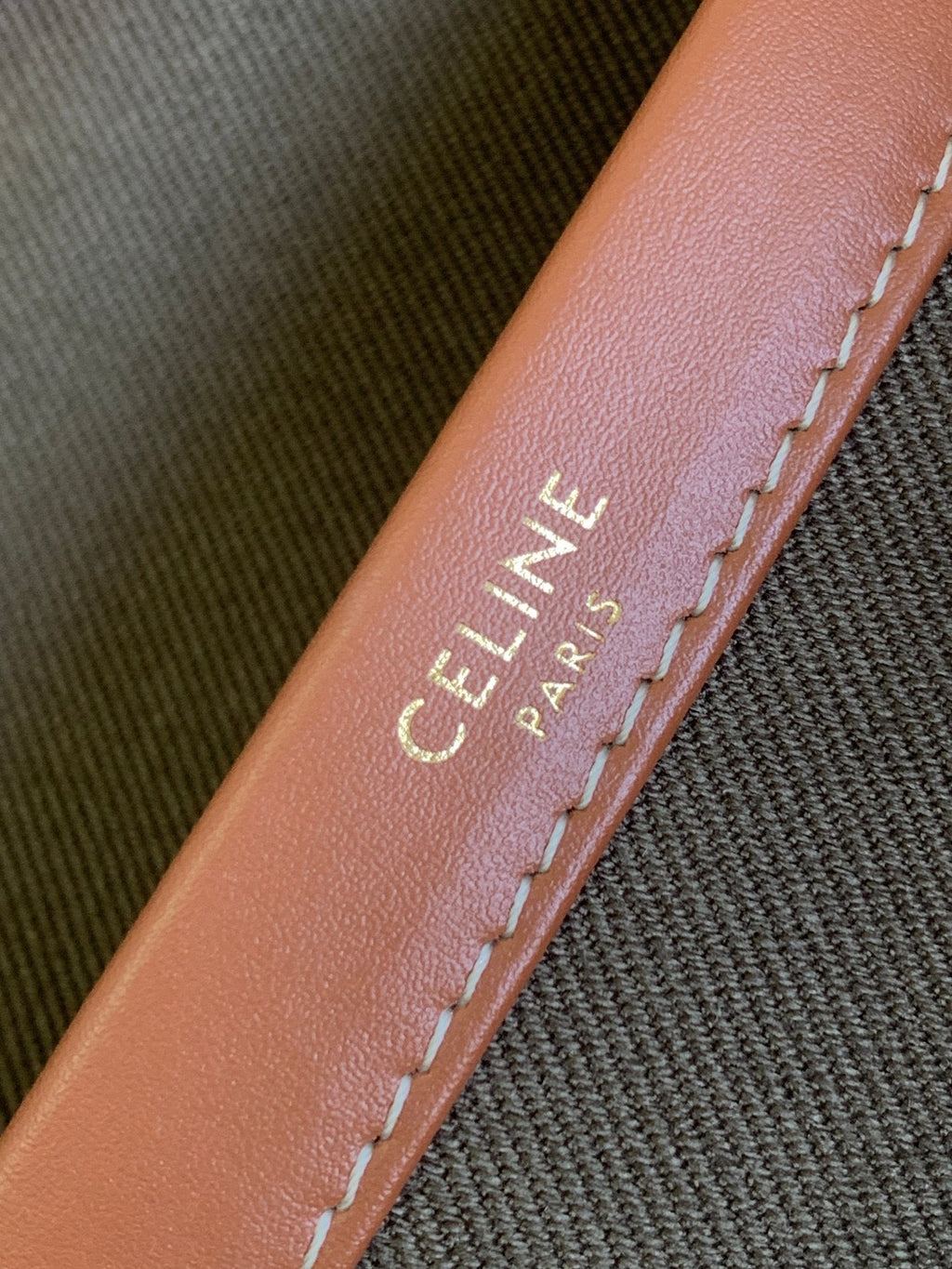 Celine Dark Brown 41 Canvas Tote Logo Letter