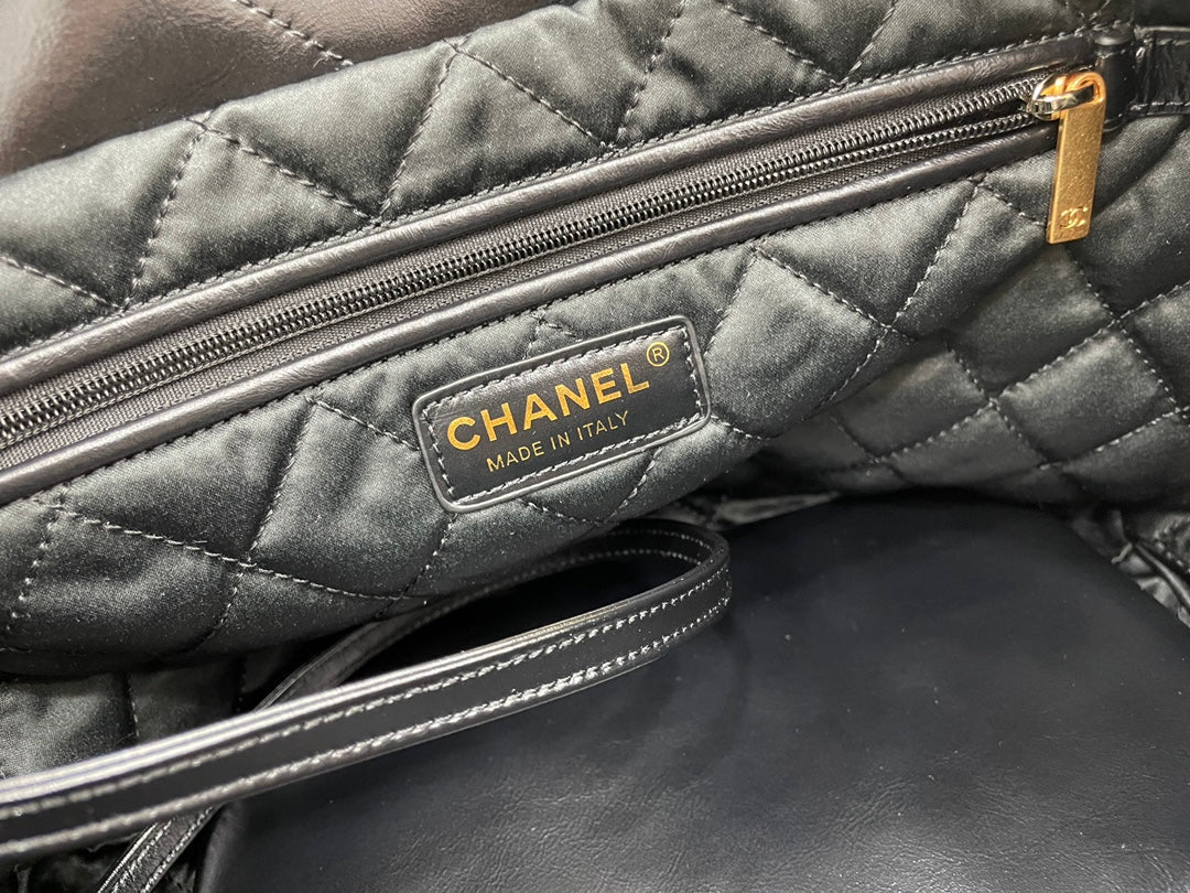 Chanel Medium 37 Handbag in Black Calfskin Gold Hardware