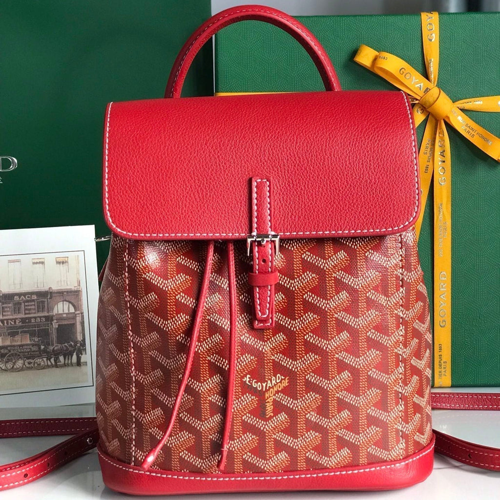 Goyard Alpin Mini Backpack 21 in Classic Red Lambskin and Goyardine Canvas