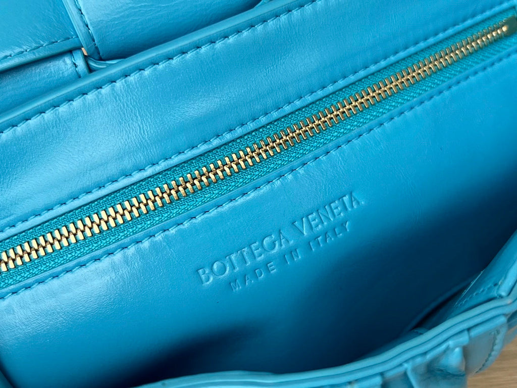 Bottega Veneta Cassette 28 in Sky Blue Soft Lambskin Bag