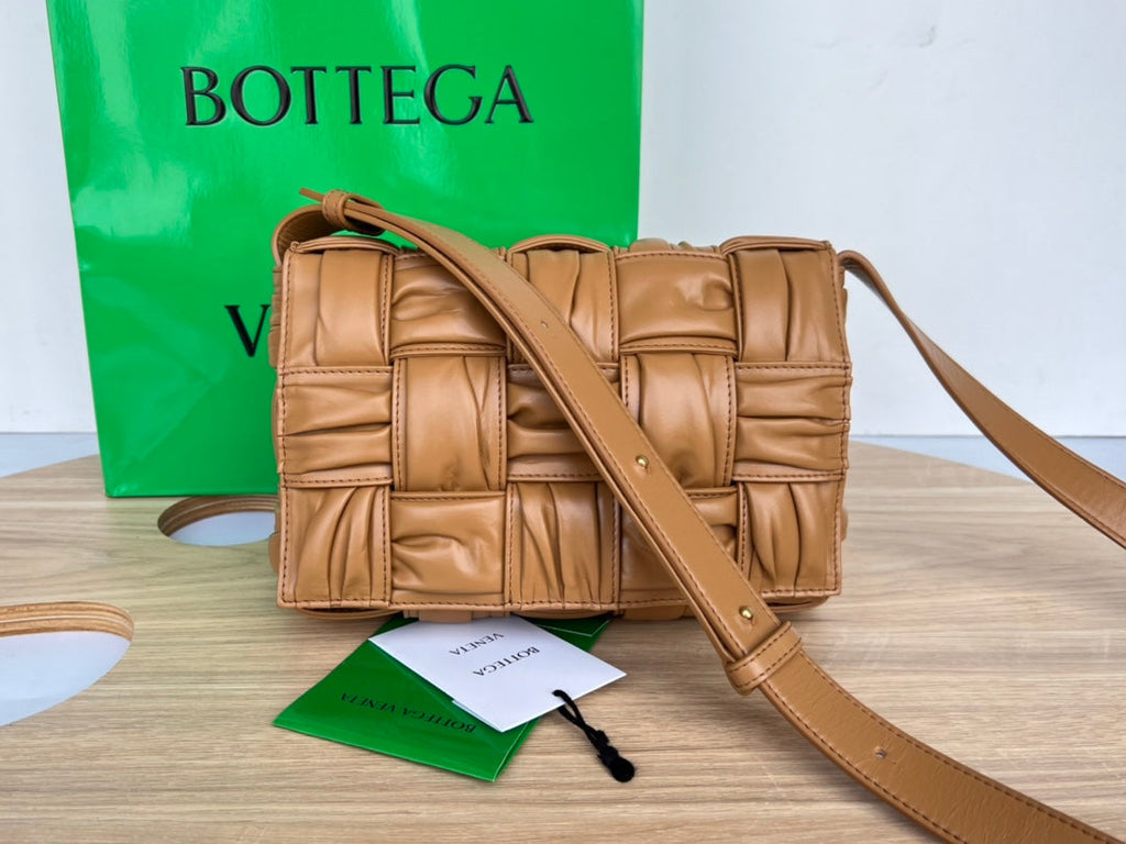 Bottega Veneta Cassette 28 in Medium Brown Soft Lambskin Bag