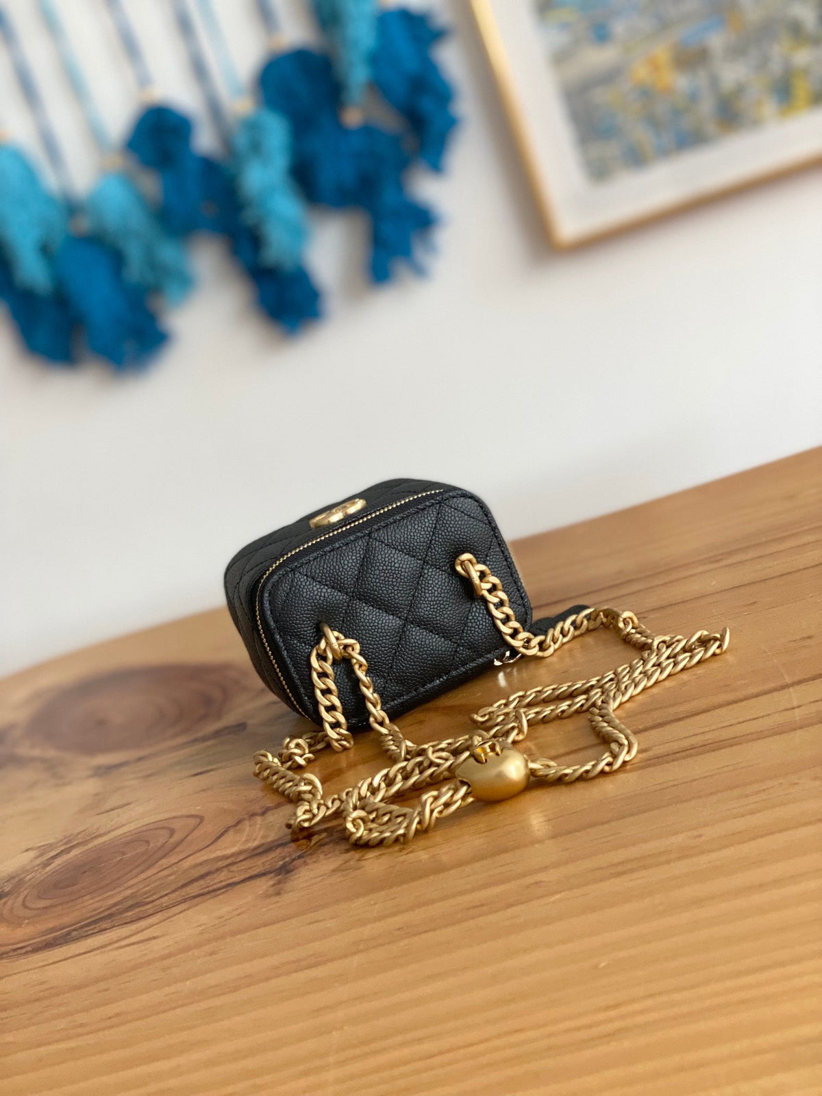 Chanel Mini 10 Vanity in Black Calfskin Gold Hardware Bag