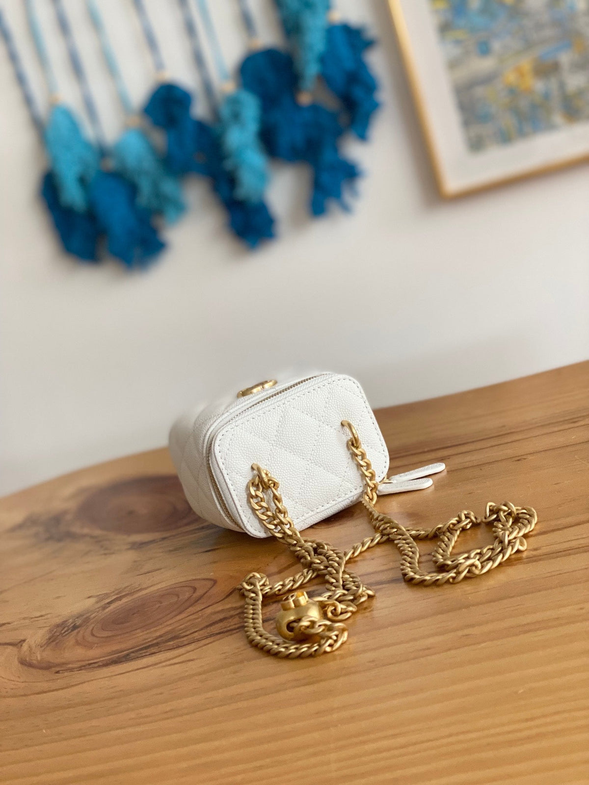 Chanel Mini 10 Vanity in White Calfskin Gold Hardware Bag