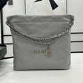 Chanel Medium 37 Handbag in Grey Calfskin Silver Hardware