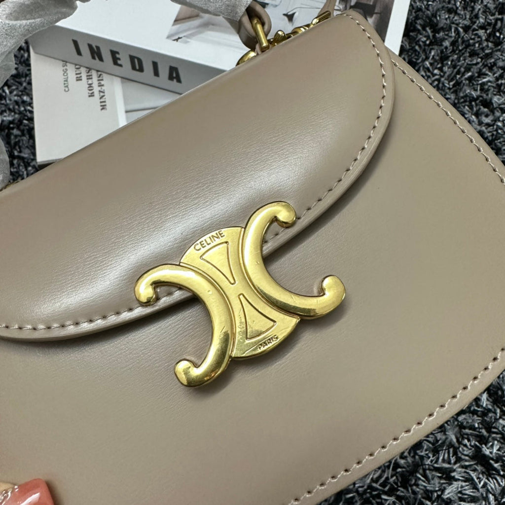 Celine Besace Triphome 17 Calfskin Beige Cream Bag