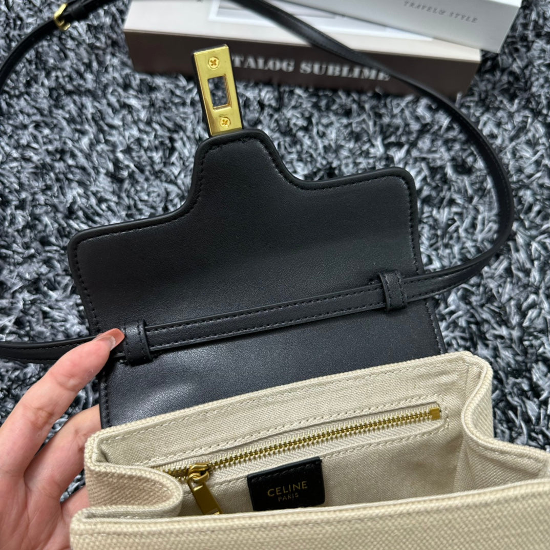 Celine Classic Mini 18 White Black Calfskin Bag
