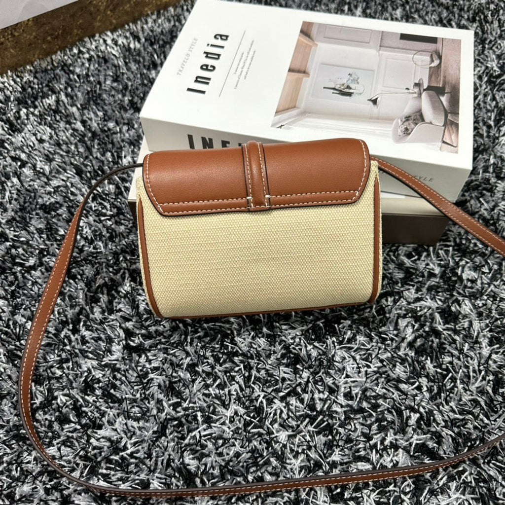 Celine Classic Mini 18 White Brown Calfskin Bag