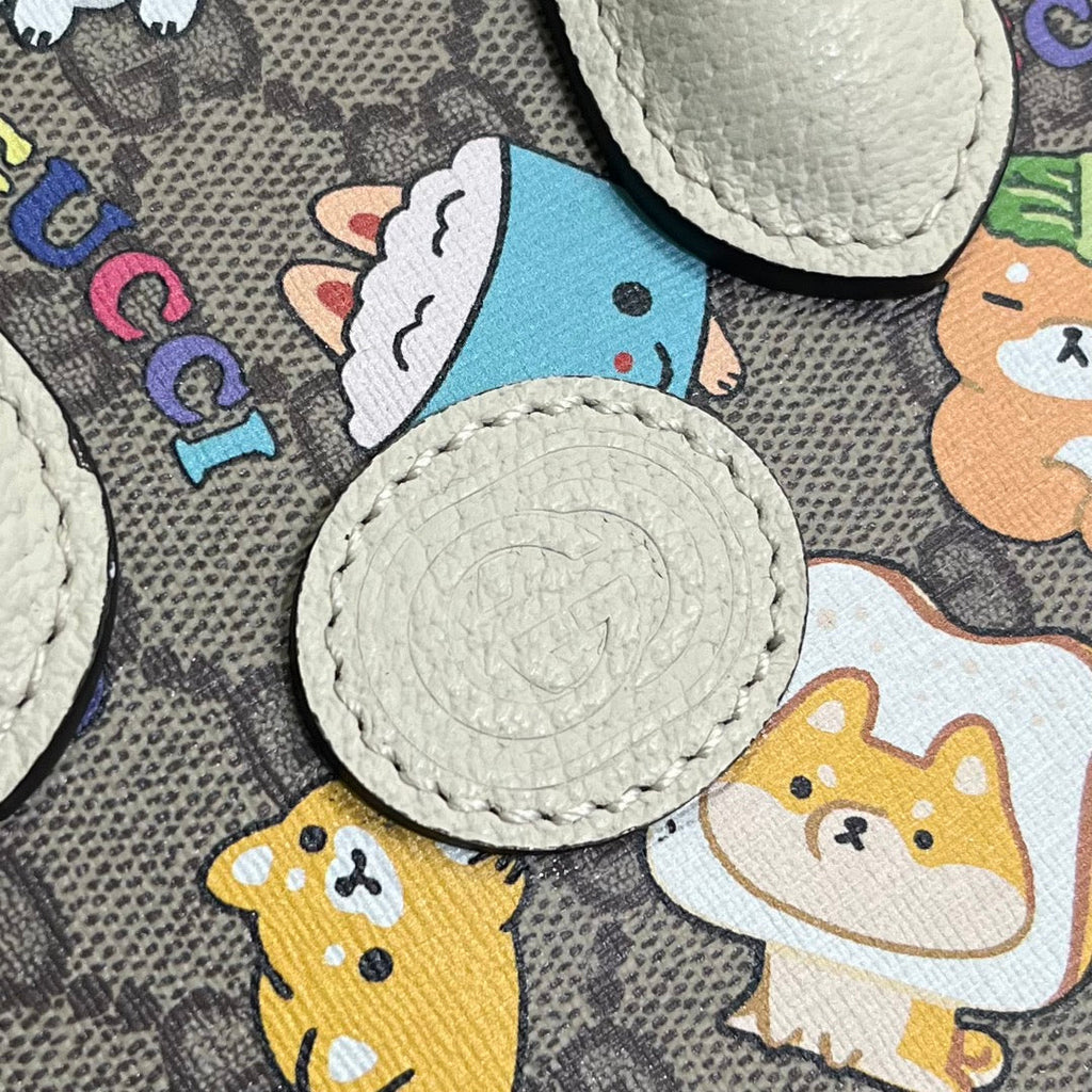 Gucci Mini 20 Animal Printed Tote in Beige Canvas and White Calfskin