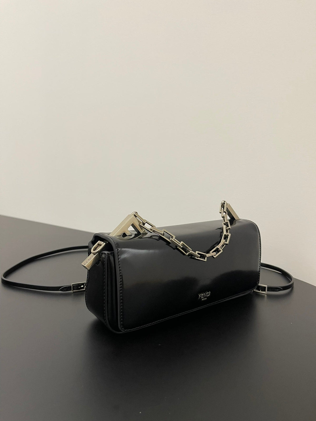 Fendi Mini First Sight 23 Bag in Black Calfskin with Silver Hardware