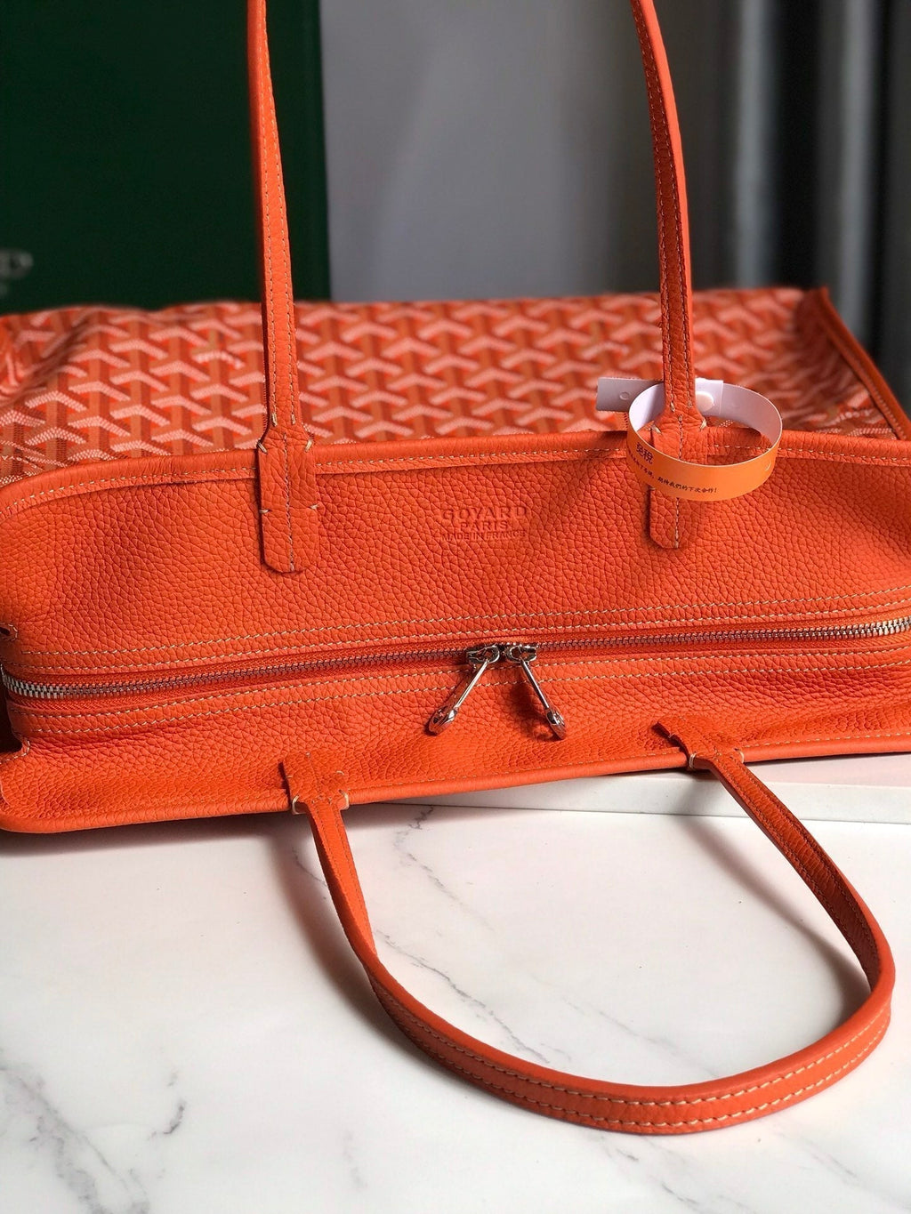 Goyard Hardy PM Bag 40 in Orange Goyardine Canvas and Taurillon Leather Trim