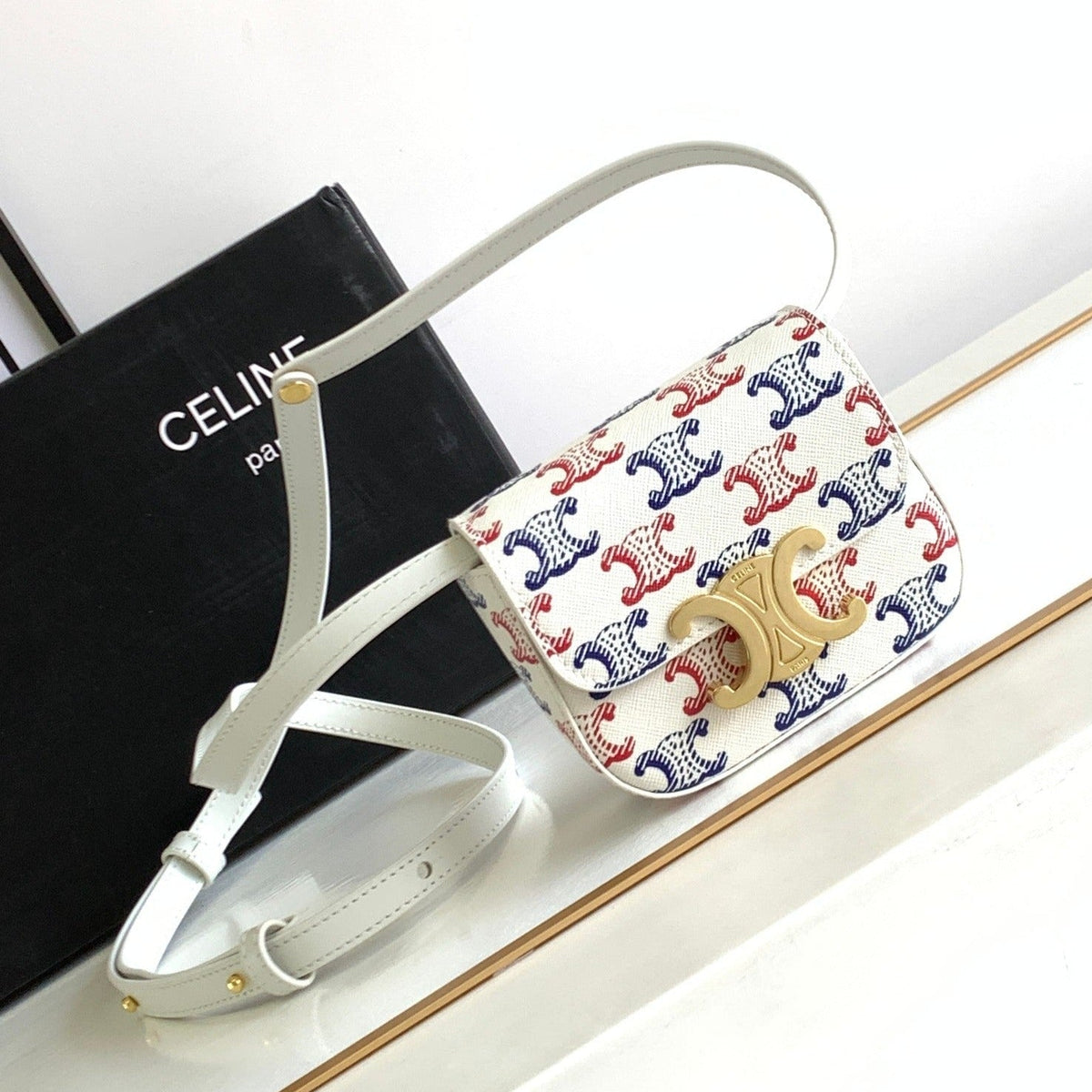 Celine Colorful Triphome 11 Cowhide Leather Bag