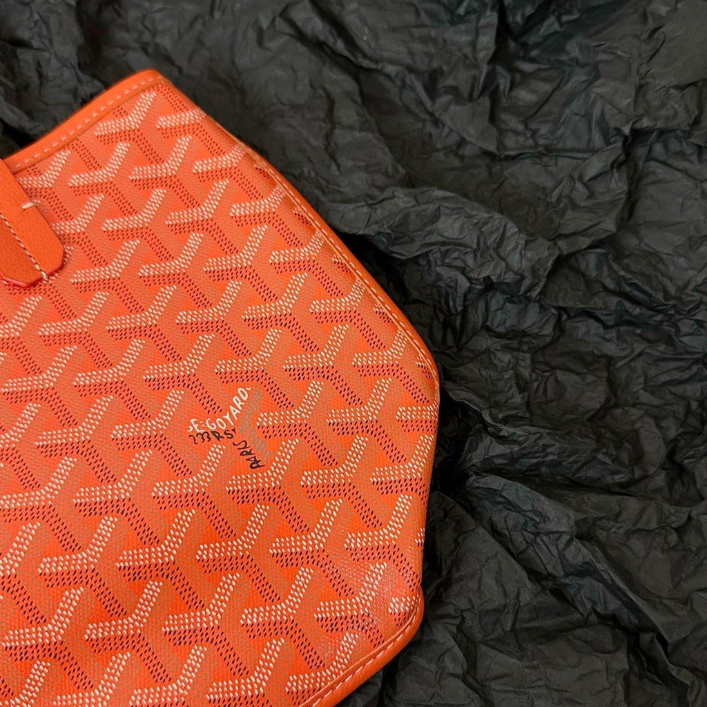 Goyard Anjou Mini Bag 20 in Red Orange Goyardine Canvas and Calfskin
