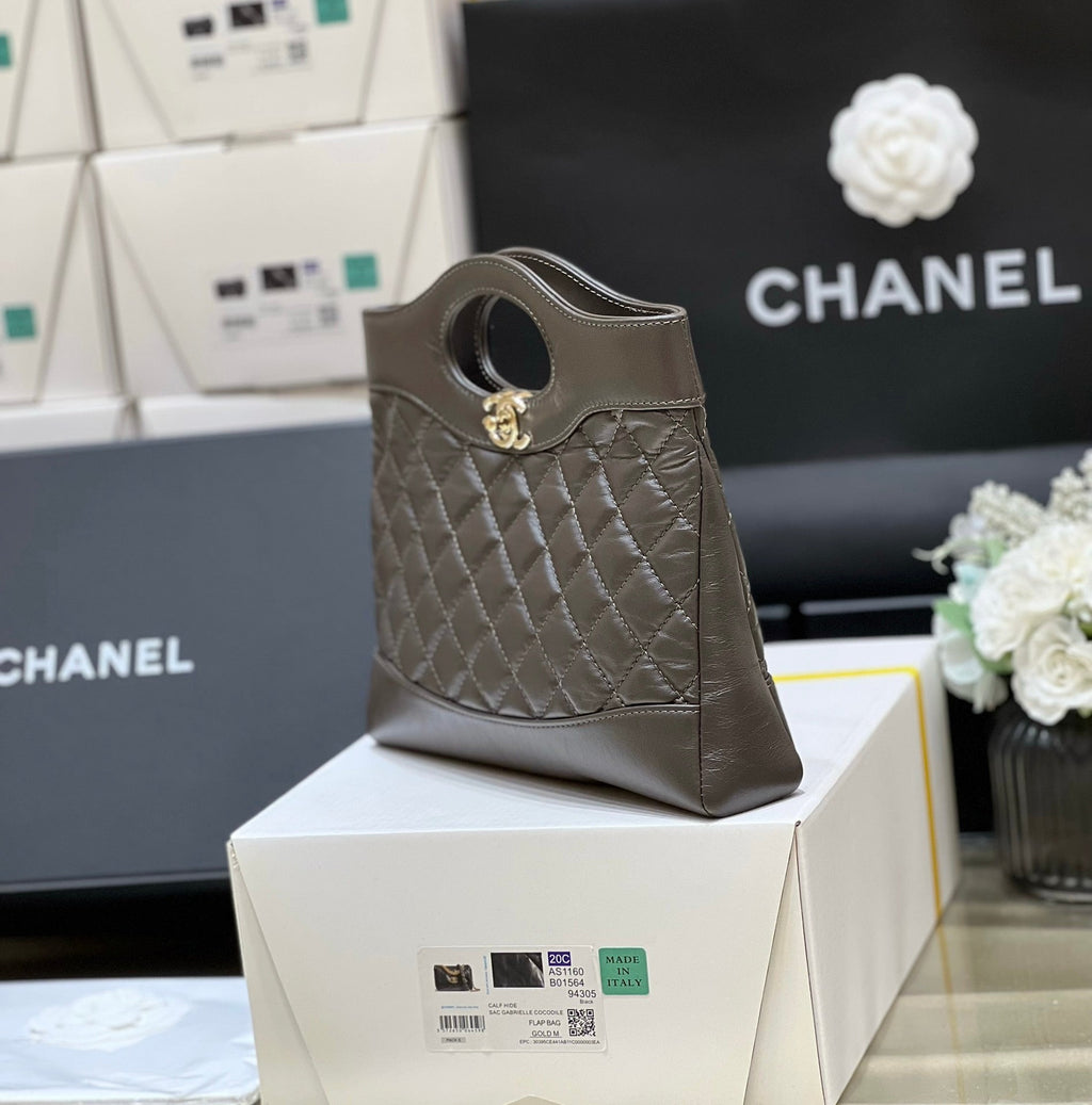 Chanel 25S Mini Shopping Bag 23 in Dark Taupe Calfskin