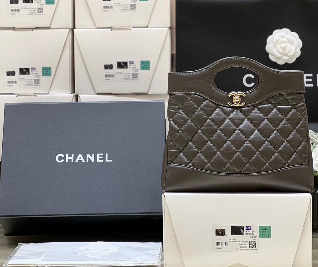 Chanel 25S Mini Shopping Bag 23 in Dark Taupe Calfskin