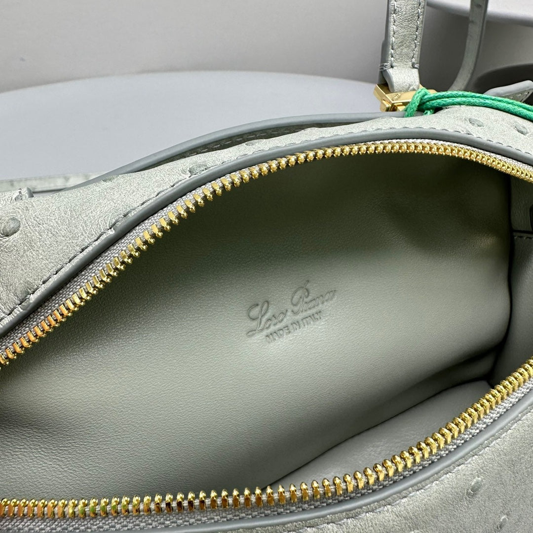 Loro Piana Extra Pocket L19 in Pearl Gray Ostrich Leather Bag