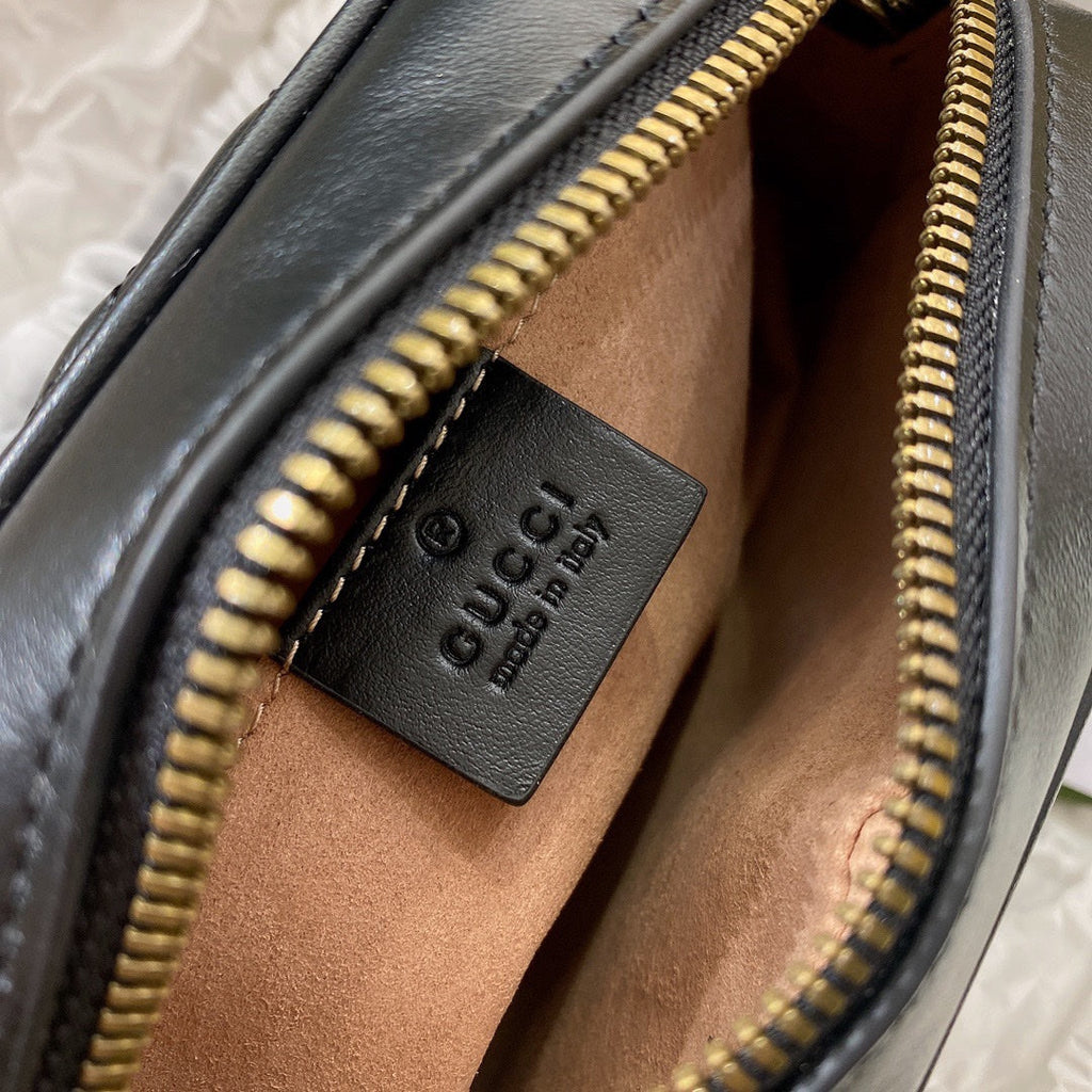 Gucci Mini 18 Marmont Matelassé Black Calfskin with Golden Logo Bag
