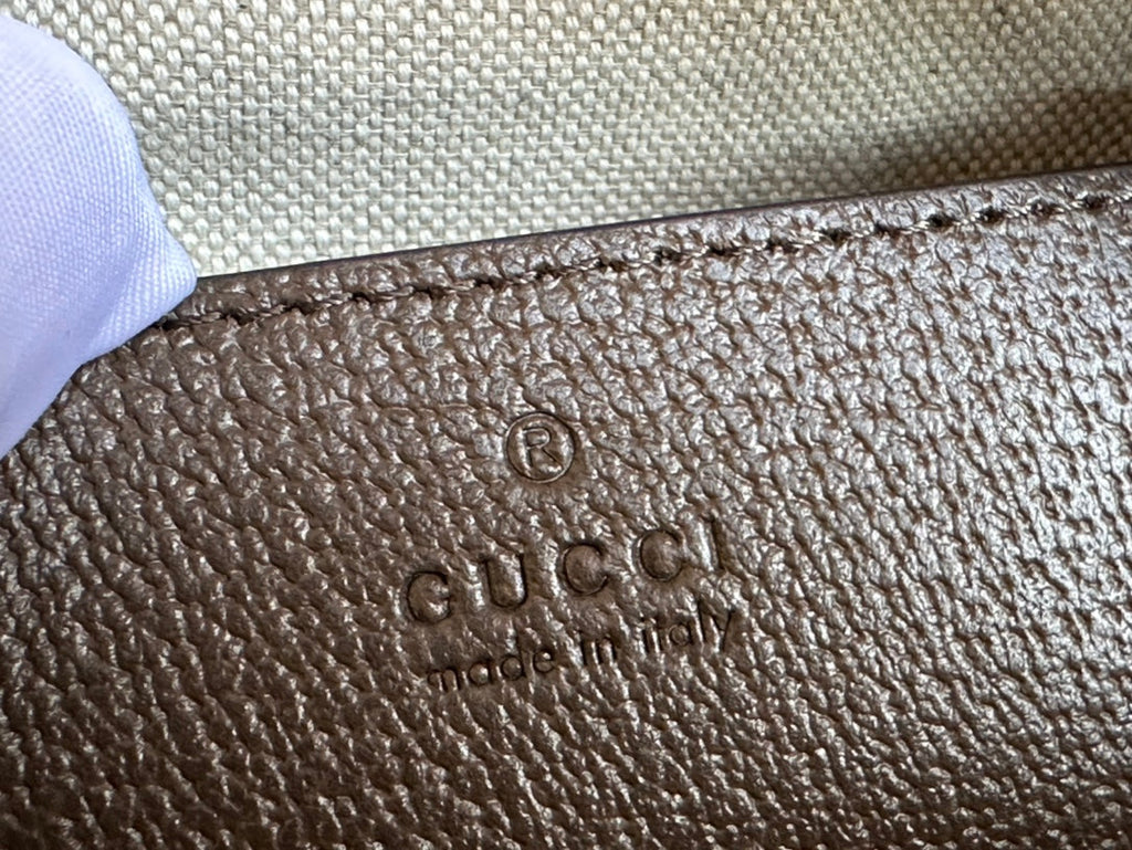 Gucci Ophidia Small 24 in Beige Canvas and Brown Calfskin Bag