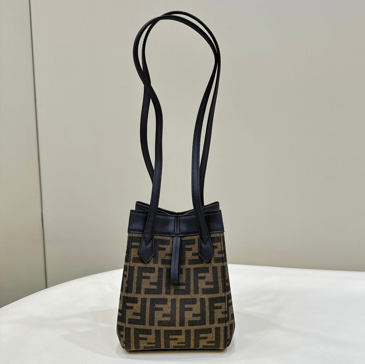 Fendi Origami Mini 19 Brown Mix Black Ff Jacquard Fabric Bag