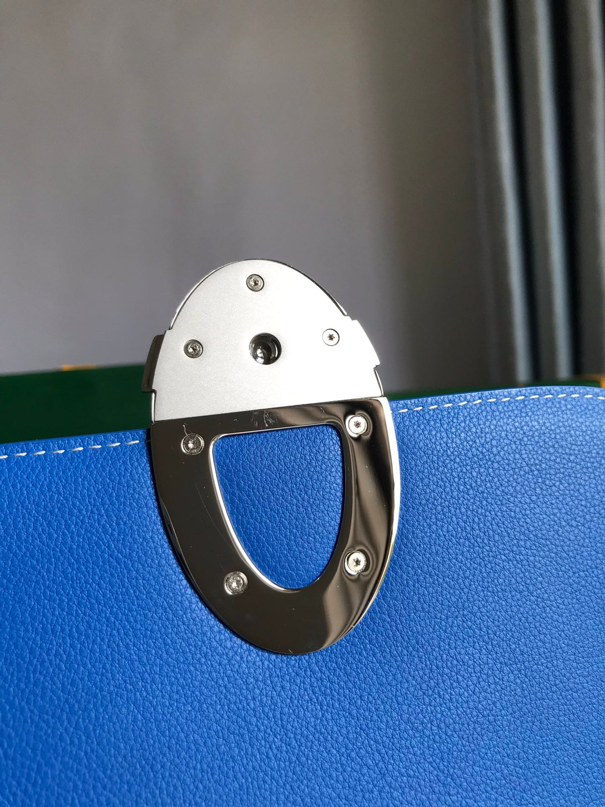 Goyard 233 Bag 25 in Sapphire Blue Calfkin and Goyardine Canvas