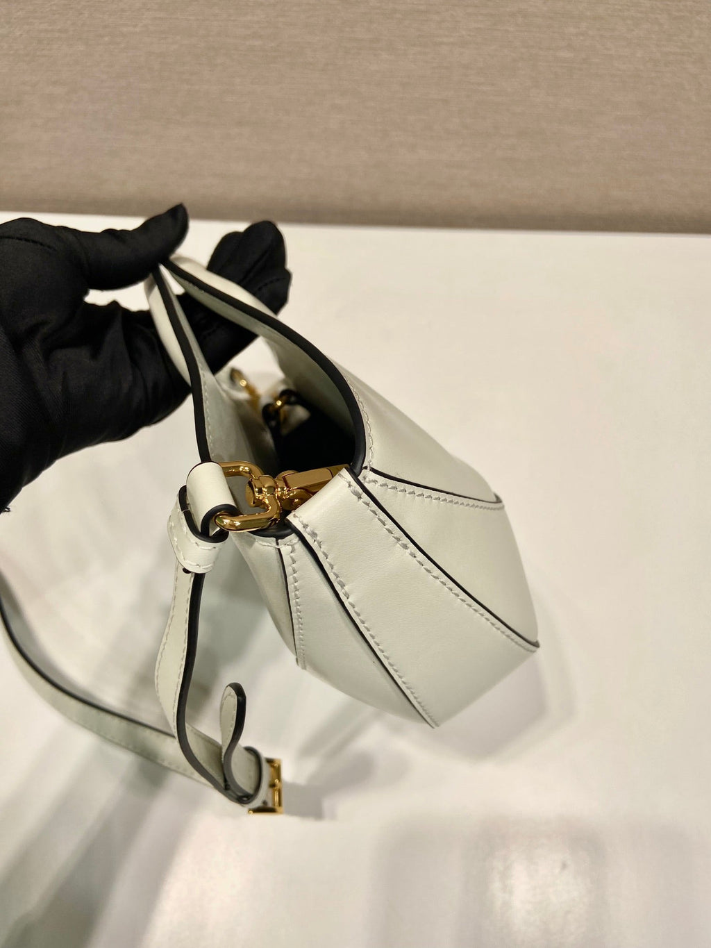 Prada Dumpling Bag 30 in Whte Calfskin