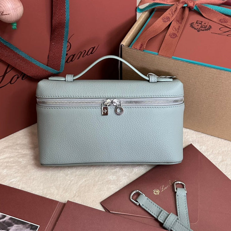 Loro Piana Extra Pocket L19 in Powder Blue Grained Calfskin with Silver Hardware Bag