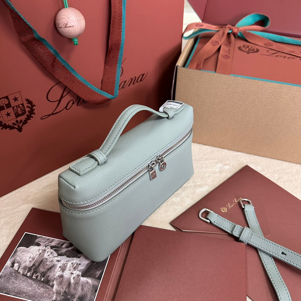 Loro Piana Extra Pocket L19 in Powder Blue Grained Calfskin with Silver Hardware Bag