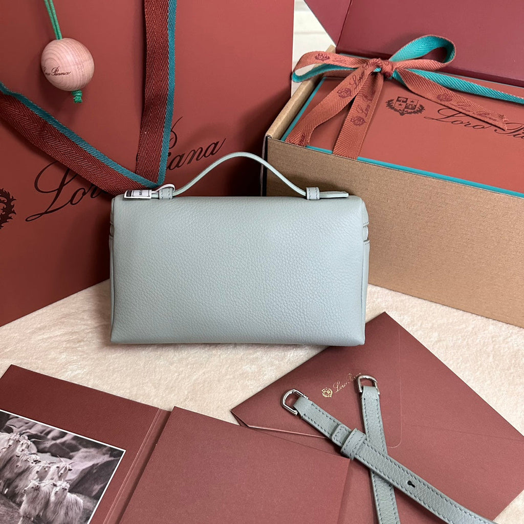 Loro Piana Extra Pocket L19 in Powder Blue Grained Calfskin with Silver Hardware Bag