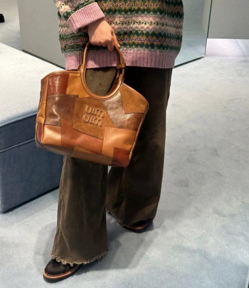 Hobo 28 Bag in Cognac Leather Patchwork