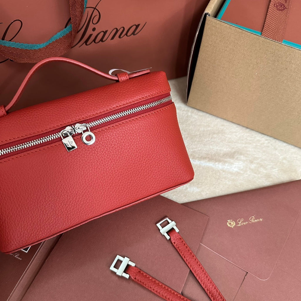 Loro Piana Extra Pocket L19 in Cherry Red Calfskin with Silver Hardware Bag
