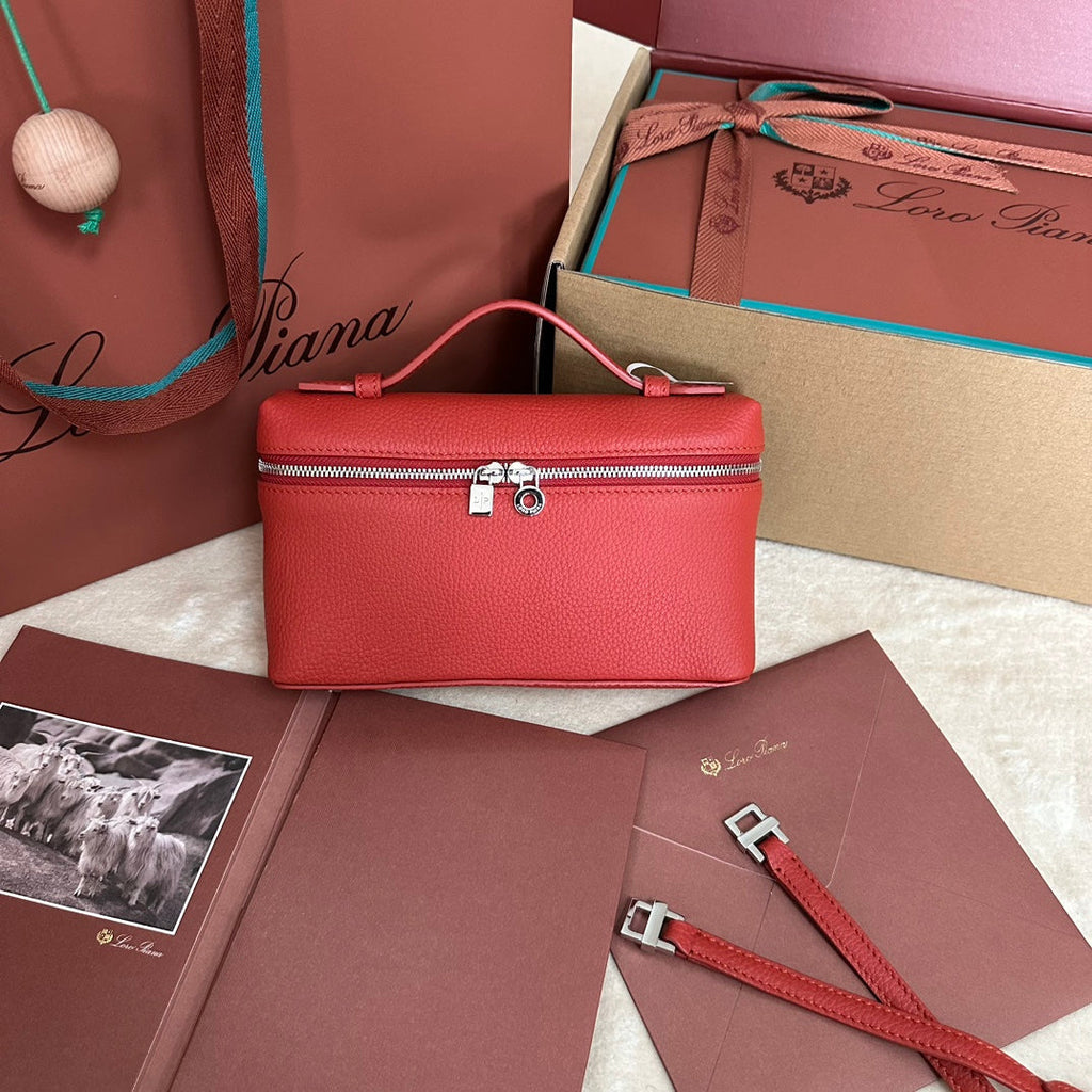 Loro Piana Extra Pocket L19 in Cherry Red Calfskin with Silver Hardware Bag