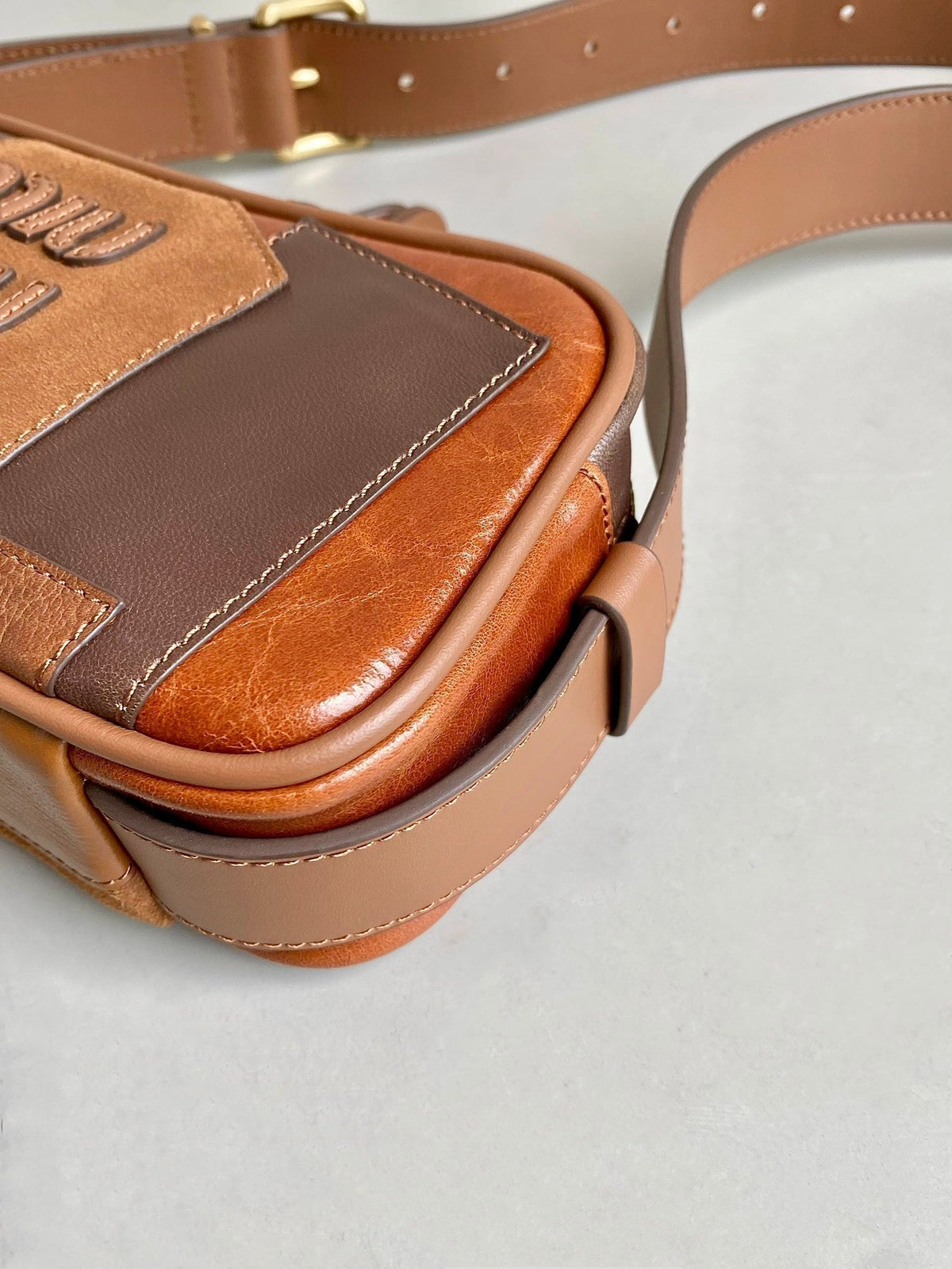 Hobo 24 Bag in Cognac Leather Patchwork