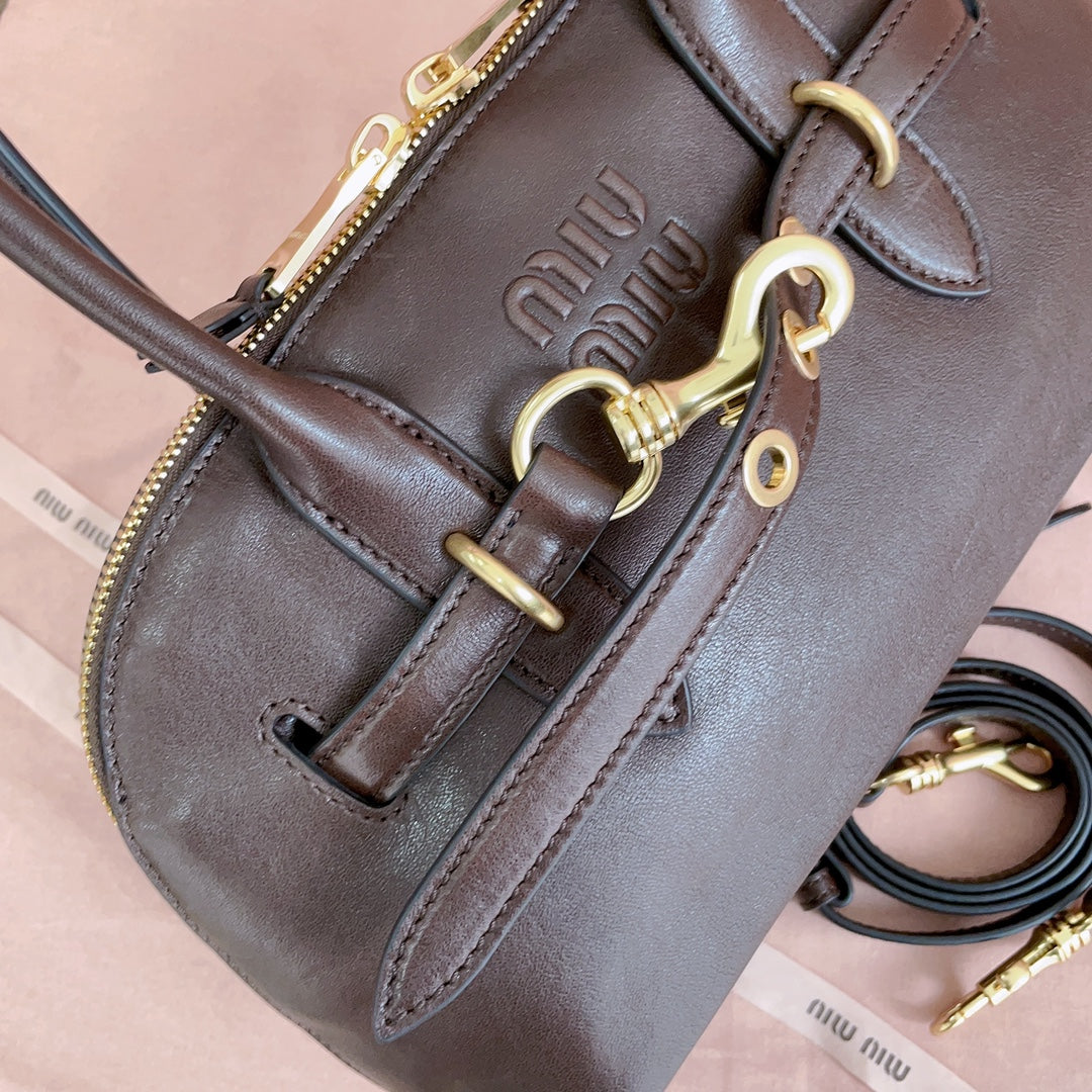 Aventure Nappa Bag 28 in Chestnut Lambskin Gold Hardware