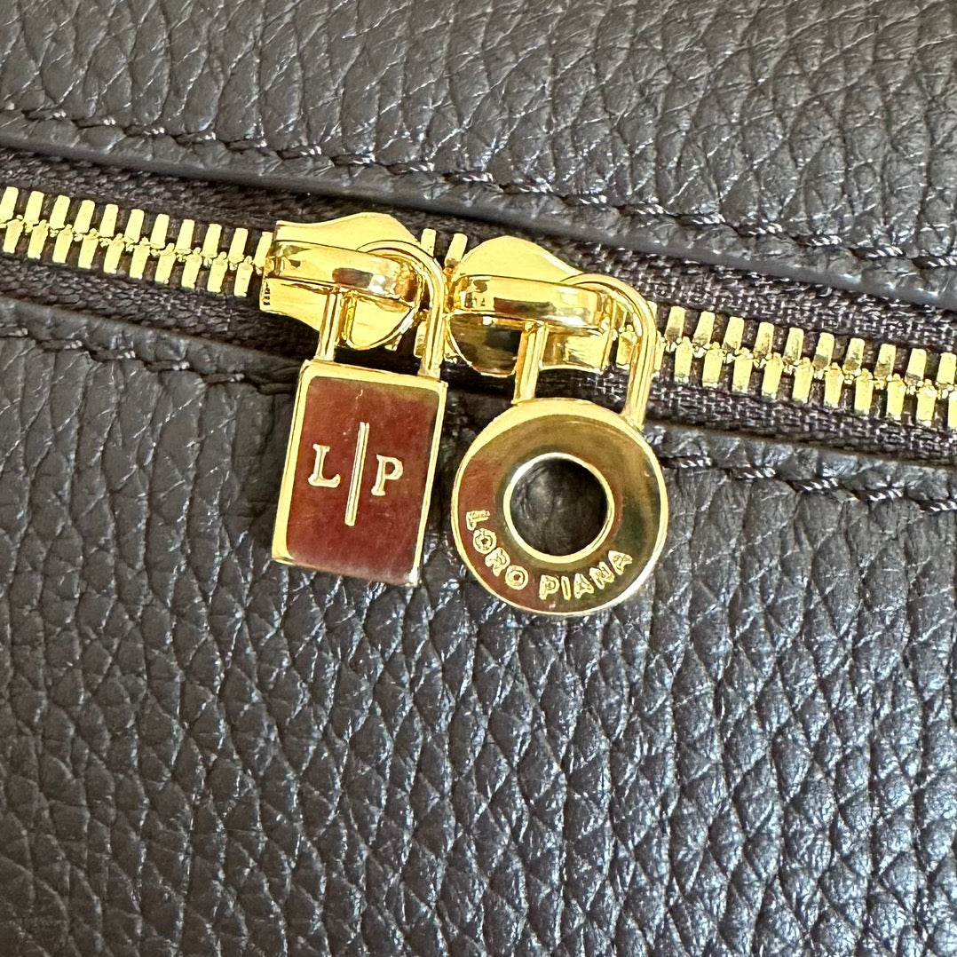 Loro Piana Extra Pocket L19 in Dark Brown Calfskin with Gold Hardware Bag