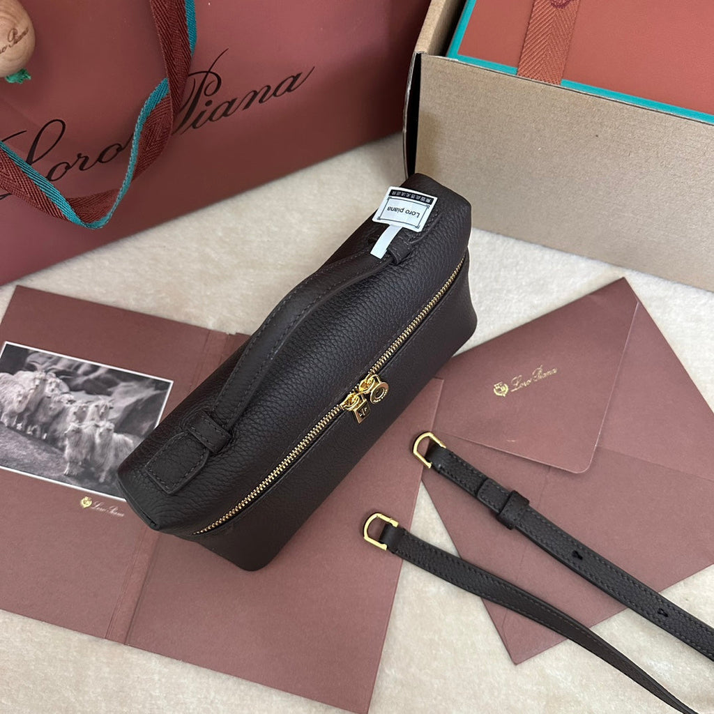 Loro Piana Extra Pocket L19 in Dark Brown Calfskin with Gold Hardware Bag