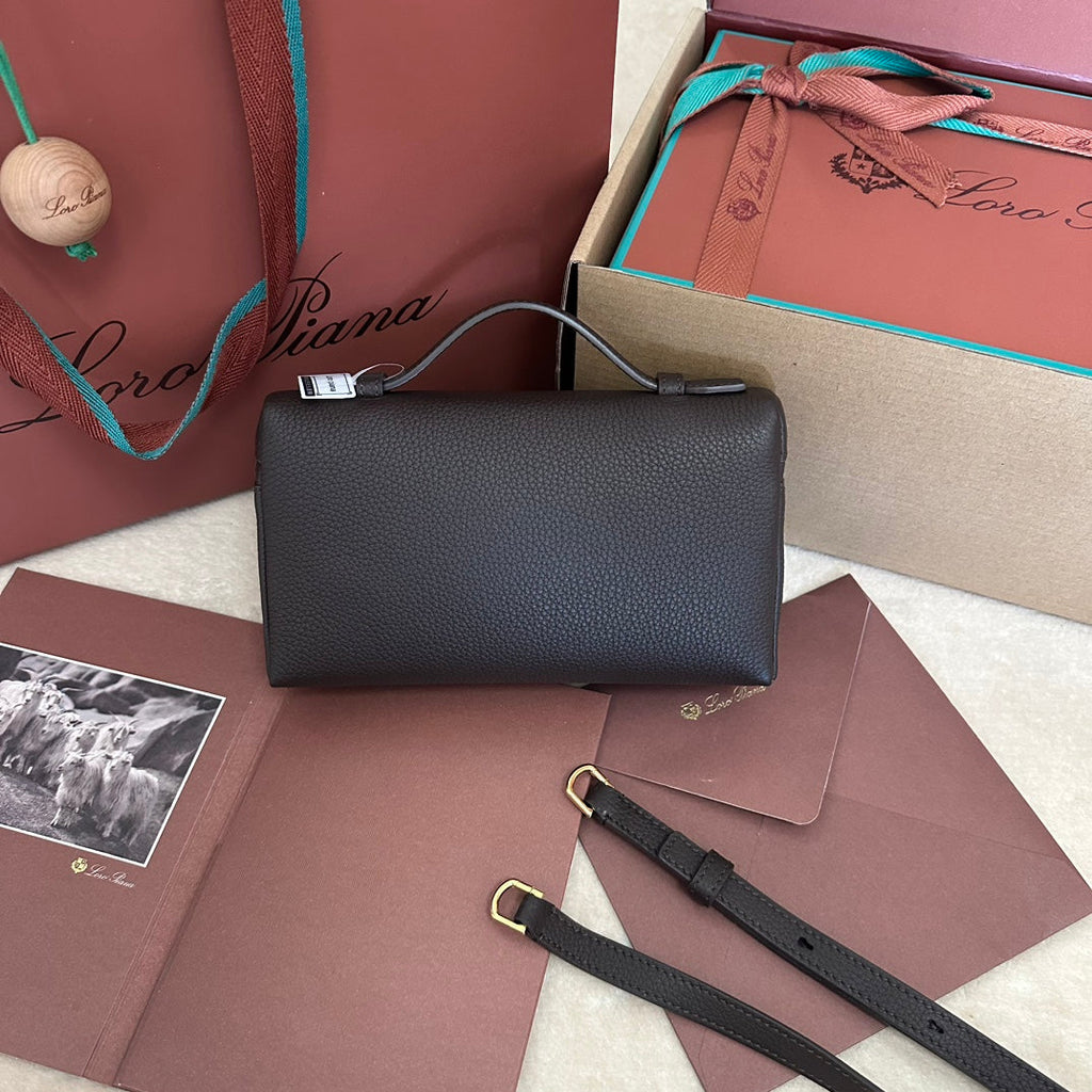 Loro Piana Extra Pocket L19 in Dark Brown Calfskin with Gold Hardware Bag