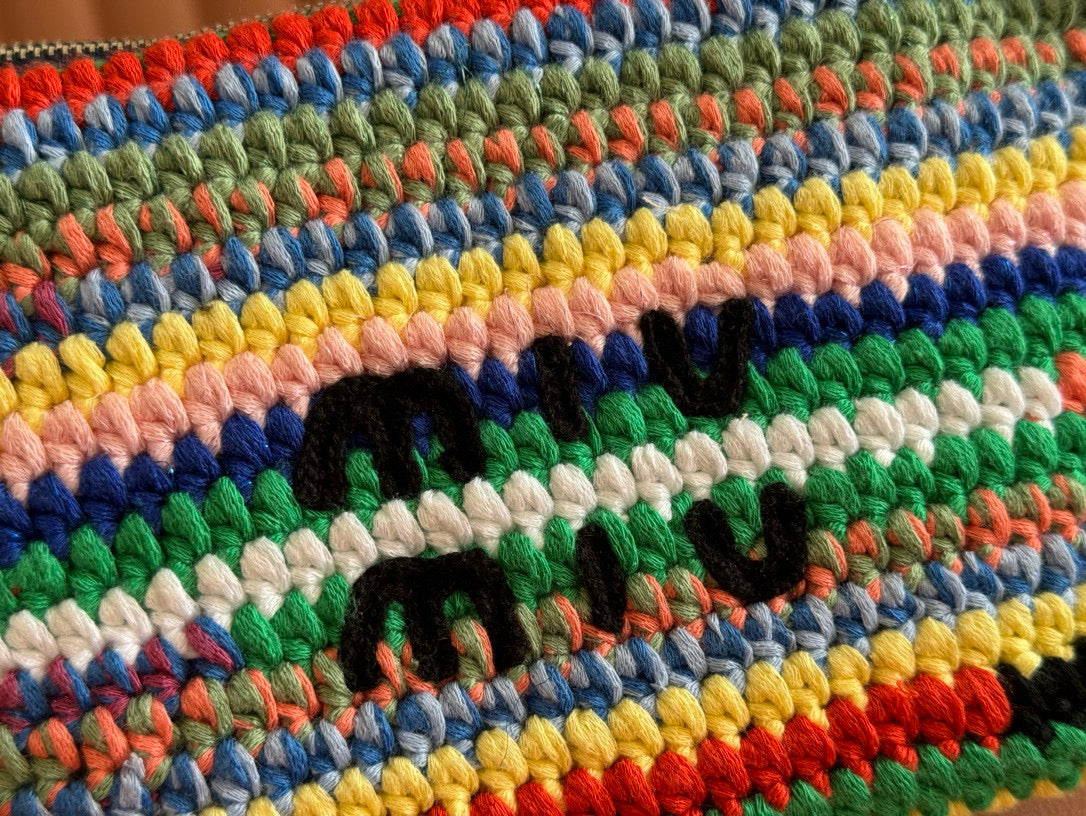Crochet Tote Bag 25 in Multicolored Woven Raffia