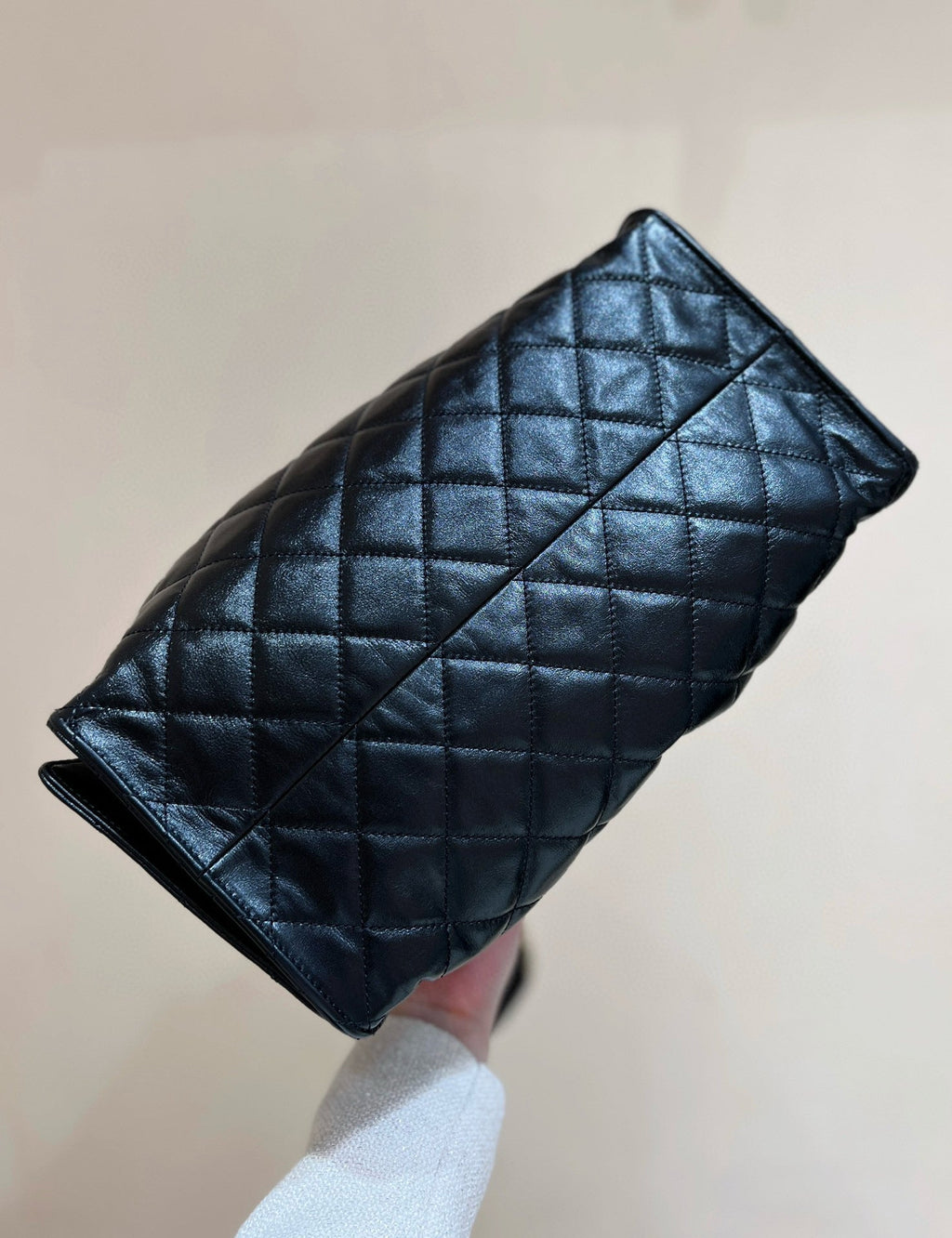 Chanel 25 Handbag in Black 40 Grained Calfskin Gold Hardware