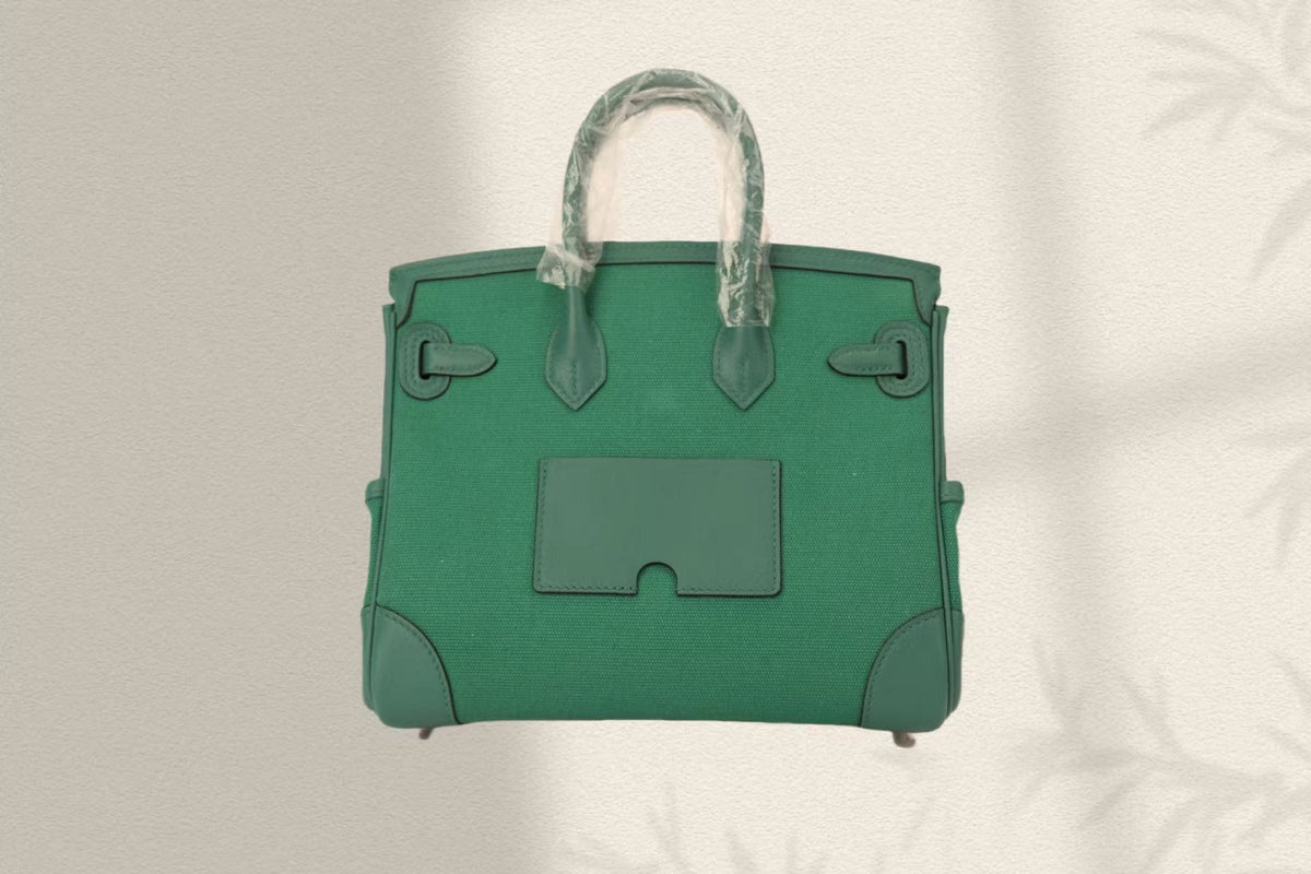 Hermes Birkin Cargo 25cm Green Canvas and Leather Silver Hardware Bag