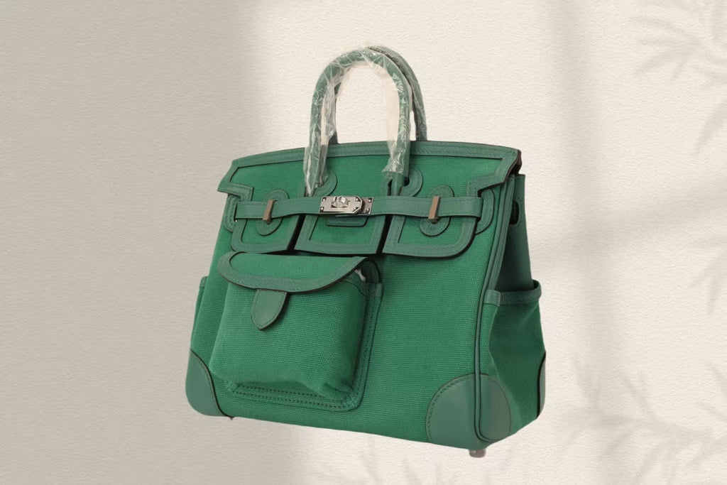 Hermes Birkin Cargo 25cm Green Canvas and Leather Silver Hardware Bag